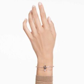 Swan-armbånd, svanemotiv, svart, rosagullbelagt