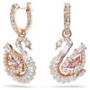 Swan Drop-øredobber med pavé, svane, rosa