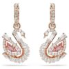 Swan Drop-øredobber med pavé, svane, rosa