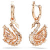 Swan Drop-øredobber med pavé, svane, rosa