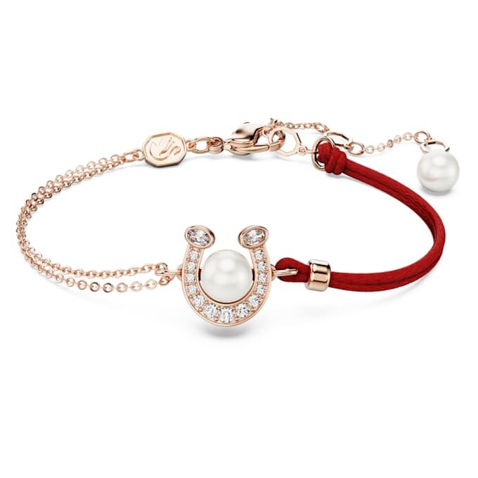 Symbolica-armbånd med krystallperle, pavé, hestesko, hvit, rosagullbelagt Symbolica-armbånd med krystallperle, pavé, hestesko, hvit, rosagullbelagt