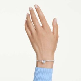 Symbolica armbånd, rundslipt, pavé, hestesko, blå, rhodiumbelagt