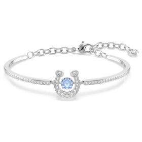 Symbolica armbånd, rundslipt, pavé, hestesko, blå, rhodiumbelagt