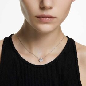 Una Angelic anheng, rundslipt, pavé, hvit, rhodiumbelagt