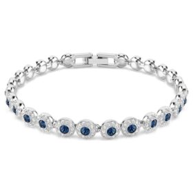 Una Angelic-armbånd med rundslipte steiner, blått, rhodiumbelagt Una Angelic-armbånd med rundslipte steiner, blått, rhodiumbelagt