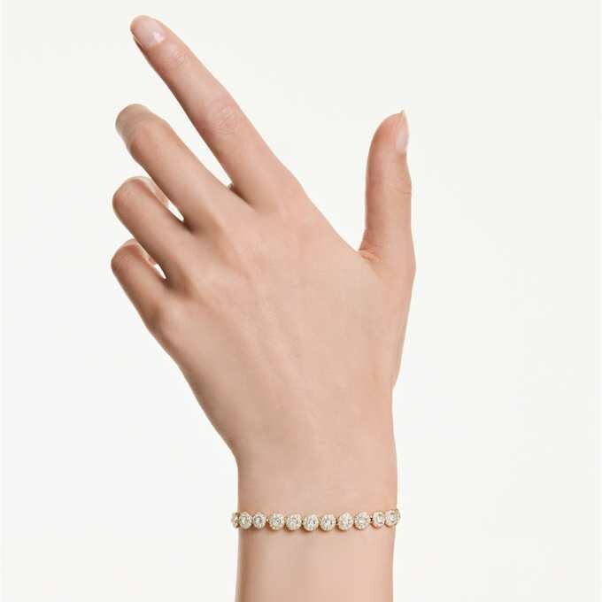 Una Angelic-armbånd, rundslipt, hvitt, gullbelagt Una Angelic-armbånd, rundslipt, hvitt, gullbelagt