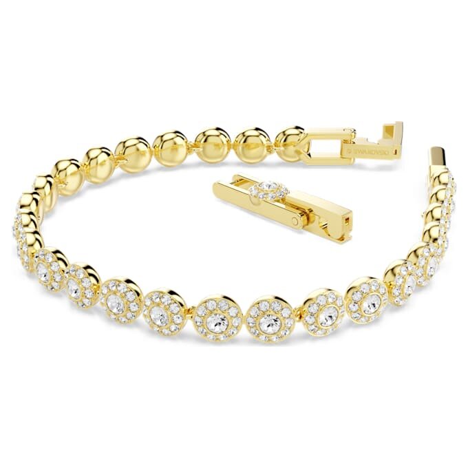 Una Angelic-armbånd, rundslipt, hvitt, gullbelagt Una Angelic-armbånd, rundslipt, hvitt, gullbelagt