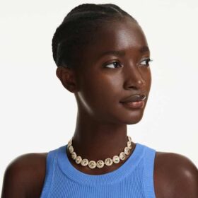 Una Angelic Choker, rundslipt, karamellfarget, gullbelagt