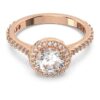 Una Angelic cocktailring, rundslipt, pavé, hvit, rosagullbelagt