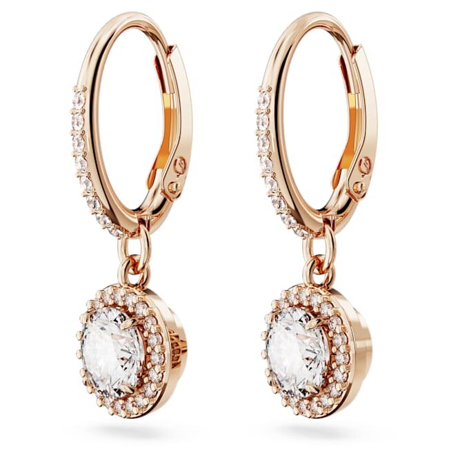 Una Angelic øredobber, rundslipte, pavé, hvite, rosagullbelagte Una Angelic øredobber, rundslipte, pavé, hvite, rosagullbelagte