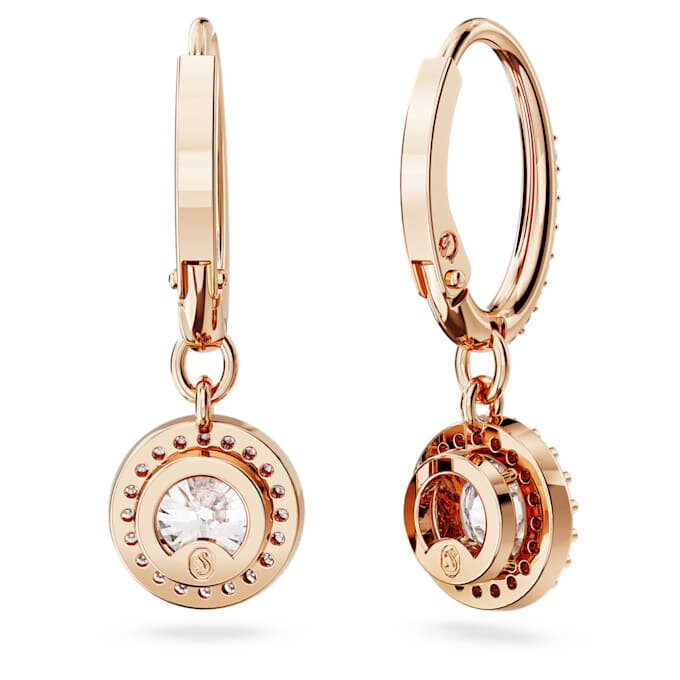 Una Angelic øredobber, rundslipte, pavé, hvite, rosagullbelagte Una Angelic øredobber, rundslipte, pavé, hvite, rosagullbelagte