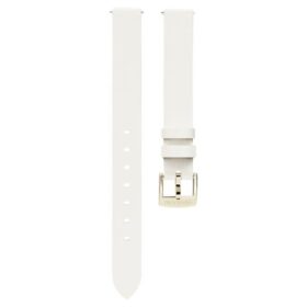 Urem 12 mm (0,47″) bredde, skinn, hvit, champagnegullfarget finish Urem 12 mm (0,47″) bredde, skinn, hvit, champagnegullfarget finish