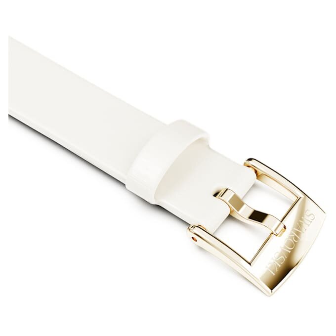 Urem 12 mm (0,47″) bredde, skinn, hvit, champagnegullfarget finish Urem 12 mm (0,47″) bredde, skinn, hvit, champagnegullfarget finish