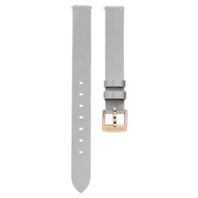 Urem 12 mm (0,47″) bredde, skinn, sølvfarget, rosagullbelagt Urem 12 mm (0,47″) bredde, skinn, sølvfarget, rosagullbelagt