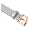 Urem 12 mm (0,47″) bredde, skinn, sølvfarget, rosagullbelagt Urem 12 mm (0,47″) bredde, skinn, sølvfarget, rosagullbelagt