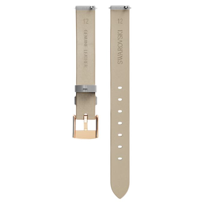 Urem 12 mm (0,47″) bredde, skinn, sølvfarget, rosagullbelagt Urem 12 mm (0,47″) bredde, skinn, sølvfarget, rosagullbelagt
