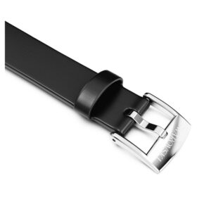 Urem 12 mm (0,47″) bredde, skinn, svart, rustfritt stål Urem 12 mm (0,47″) bredde, skinn, svart, rustfritt stål