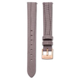 Urem 13 mm (0,51″) bredde, skinn, grå, rosagullfarget finish Urem 13 mm (0,51″) bredde, skinn, grå, rosagullfarget finish