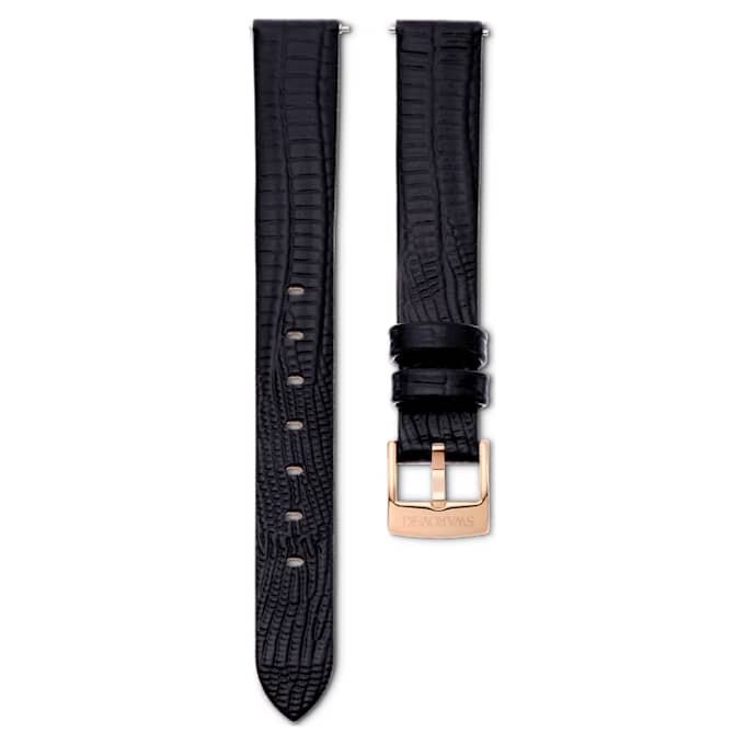 Urem 13 mm (0,51″) bredde, skinn, svart, rosagullfarget finish Urem 13 mm (0,51″) bredde, skinn, svart, rosagullfarget finish