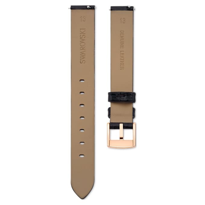 Urem 13 mm (0,51″) bredde, skinn, svart, rosagullfarget finish Urem 13 mm (0,51″) bredde, skinn, svart, rosagullfarget finish
