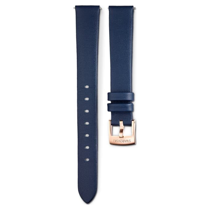Urem 14 mm (0,55″) bredde, skinn, blå, rosagullfarget finish Urem 14 mm (0,55″) bredde, skinn, blå, rosagullfarget finish
