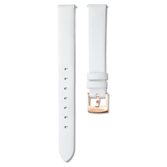 Urem 14 mm (0,55″) bredde, skinn, hvit, rosagullfarget finish Urem 14 mm (0,55″) bredde, skinn, hvit, rosagullfarget finish