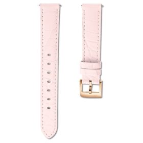 Urem 15 mm (0,59″) bredde, lær med sømmer, rosa, rosagullfarget finish Urem 15 mm (0,59″) bredde, lær med sømmer, rosa, rosagullfarget finish