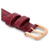Urem 16 mm (0,63″) bredde, lær med sømmer, rød, rosagullfarget finish Urem 16 mm (0,63″) bredde, lær med sømmer, rød, rosagullfarget finish