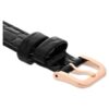 Urem 16 mm (0,63″) bredde, lær med sømmer, svart, rosagullfarget finish