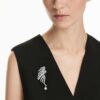 Vienna Collection-brosje «Feather», hvit, rutheniumbelagt