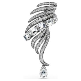 Vienna Collection-brosje «Feather», hvit, rutheniumbelagt